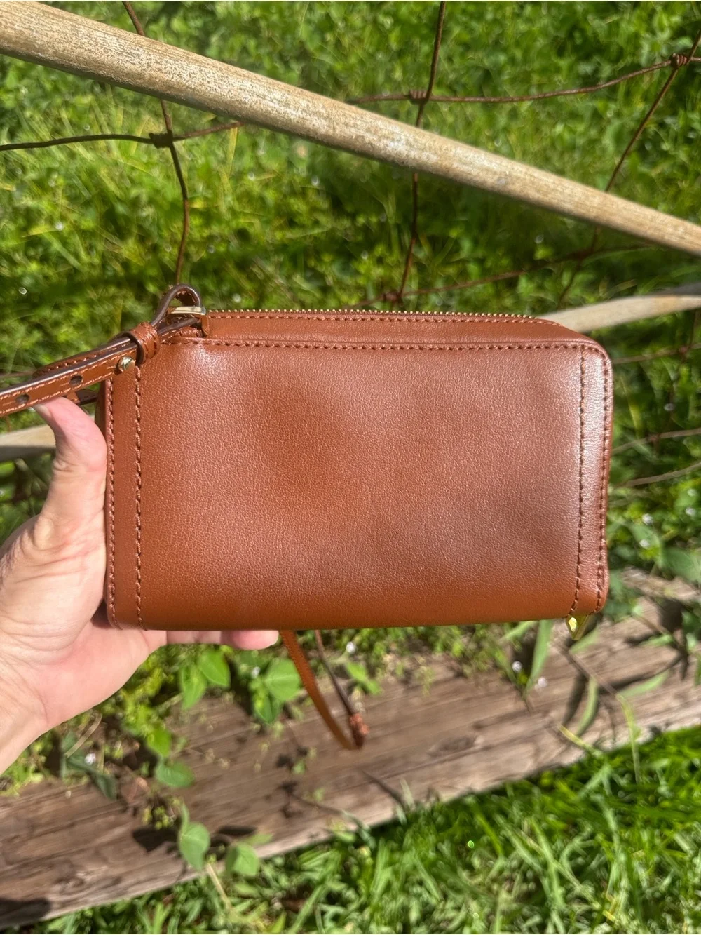Lauren Ralph Lauren brown Leather organizer Wallet Small Crossbody Bag